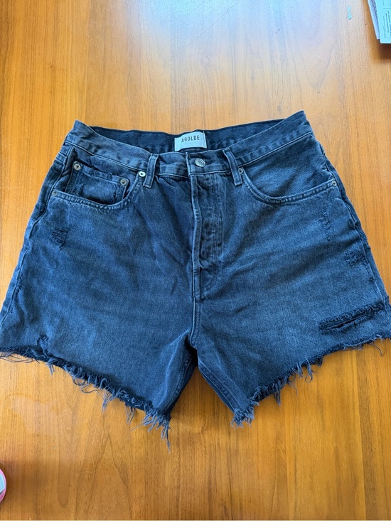 Agolde Pants - Agolde Black High-Rise Raw-Hem Denim Cutoff Shorts